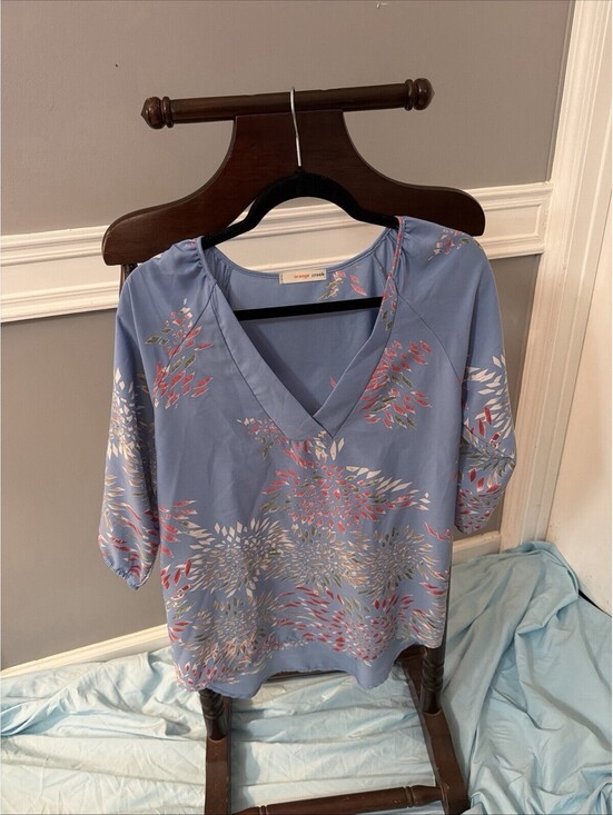 Orange Creek Tops - Orange Creek Top Floral Small 3/4 Sleeve Elastic On Arms